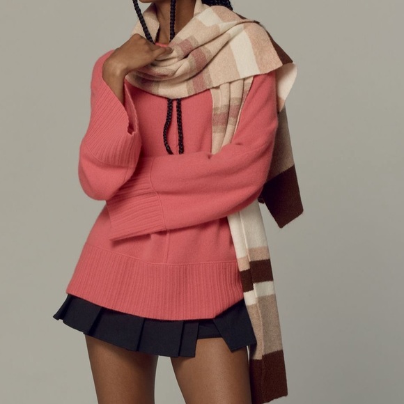 Anthropologie NWT Mariel Scarf Winter Cozy Soft Neutral Striped Pattern